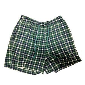 Stefano Basics Mens Green Plaid Cotton Lounge Shorts Medium